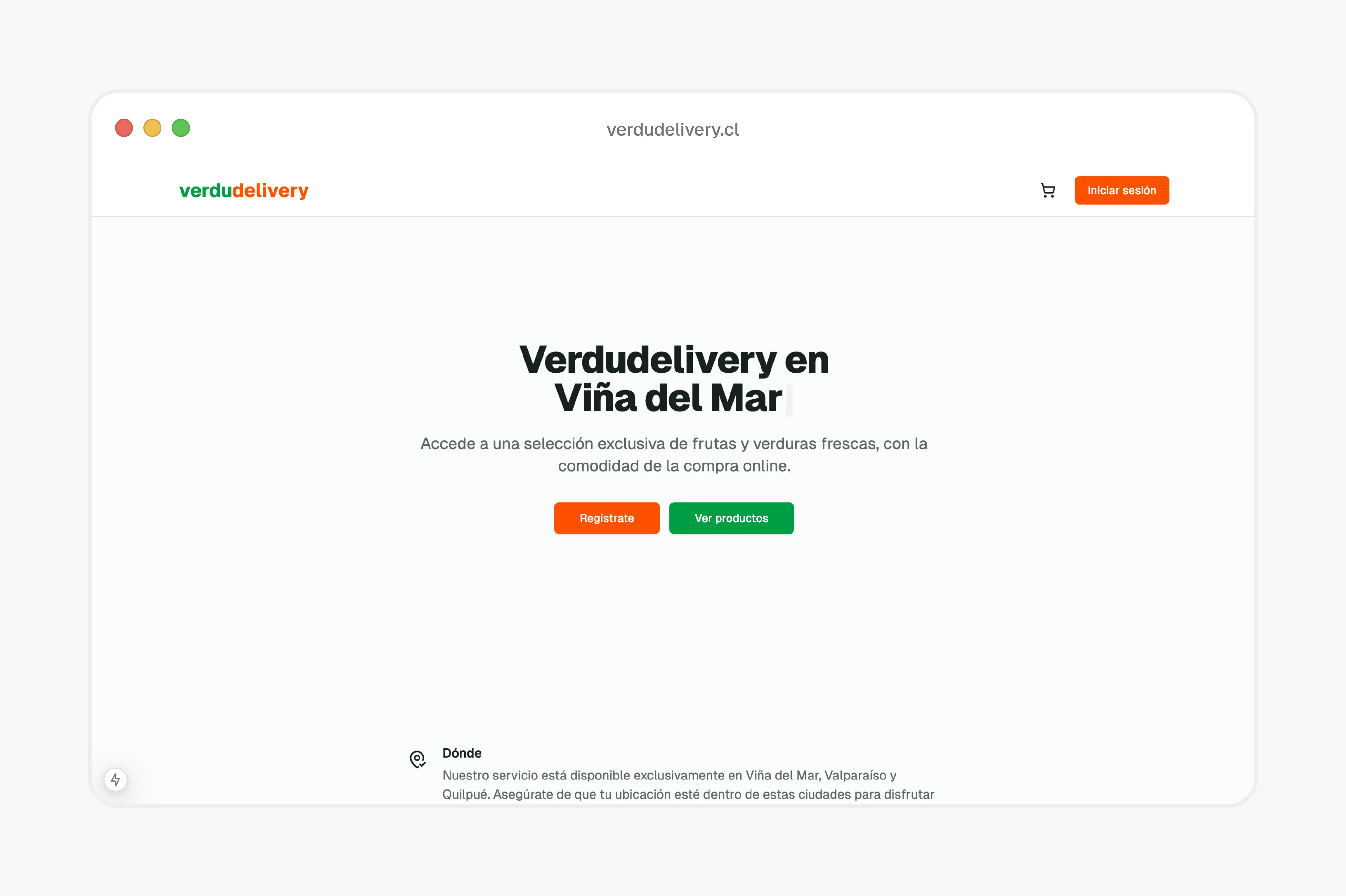 Screenshot of Verdudelivery e-commerce platform interface